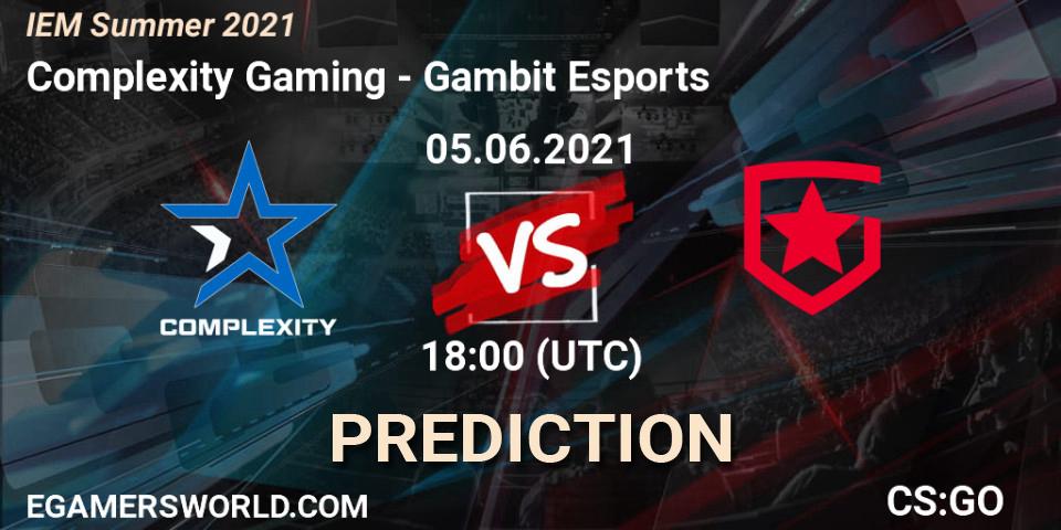 Pronósticos Complexity Gaming - Gambit Esports. 05.06.21. IEM Summer 2021 - CS2 (CS:GO)