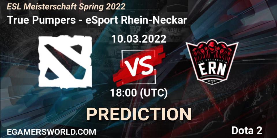 Pronósticos True Pumpers - eSport Rhein-Neckar. 10.03.2022 at 18:00. ESL Meisterschaft Spring 2022 - Dota 2