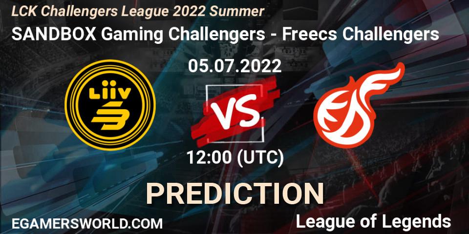 Pronósticos SANDBOX Gaming Challengers - Freecs Challengers. 05.07.22. LCK Challengers League 2022 Summer - LoL
