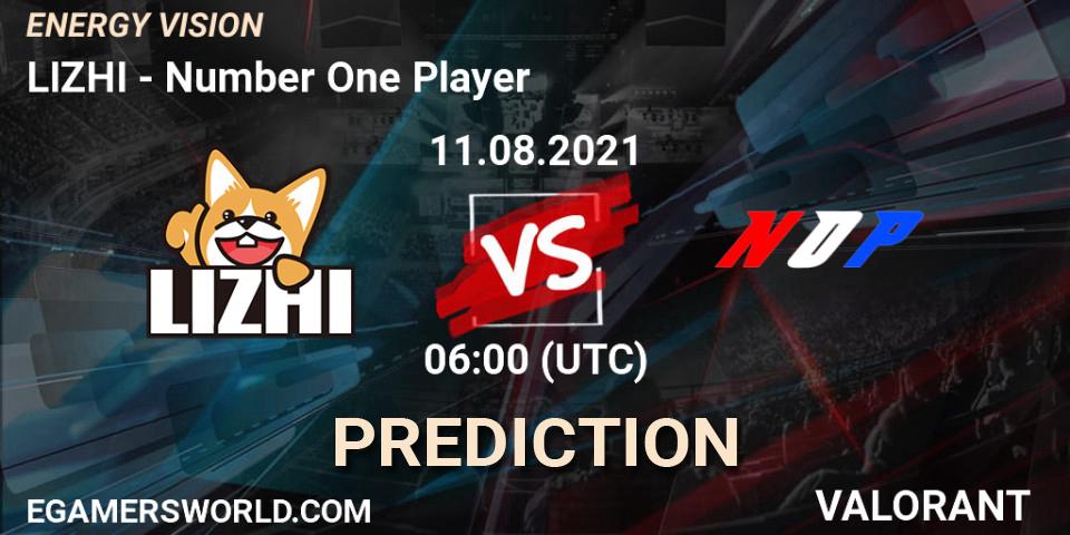 Pronósticos LIZHI - Number One Player. 11.08.2021 at 06:00. ENERGY VISION - VALORANT