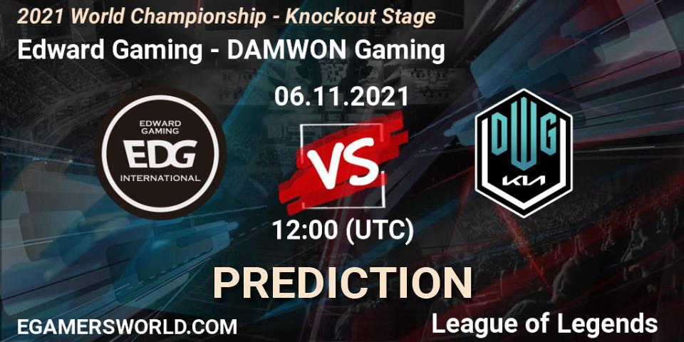 Pronósticos Edward Gaming - DAMWON Gaming. 06.11.2021 at 12:00. 2021 World Championship - Knockout Stage - LoL