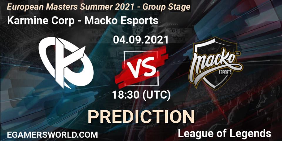 Pronósticos Karmine Corp - Macko Esports. 04.09.2021 at 18:30. European Masters Summer 2021 - Group Stage - LoL