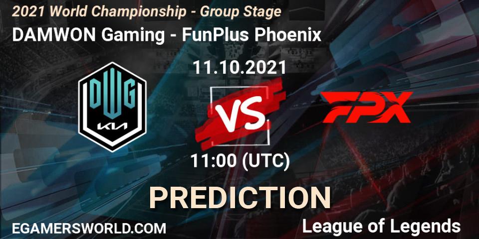 Pronósticos DAMWON Gaming - FunPlus Phoenix. 11.10.2021 at 11:00. 2021 World Championship - Group Stage - LoL
