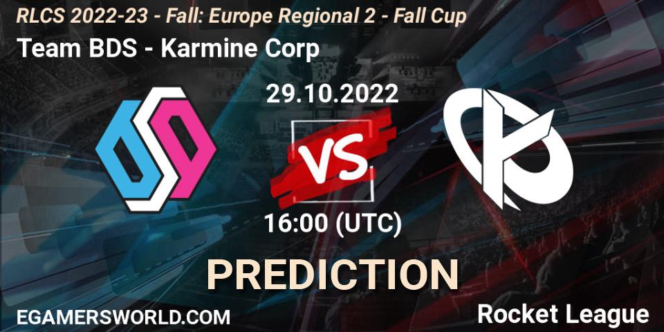 Pronósticos Team BDS - Karmine Corp. 29.10.2022 at 16:00. RLCS 2022-23 - Fall: Europe Regional 2 - Fall Cup - Rocket League
