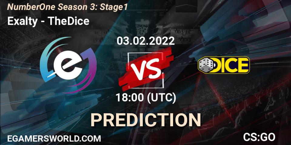 Pronósticos Exalty - TheDice. 03.02.2022 at 19:00. NumberOne Season 3: Stage 1 - Counter-Strike (CS2)