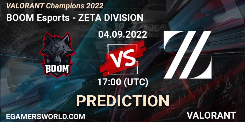 Pronósticos BOOM Esports - ZETA DIVISION. 04.09.2022 at 12:15. VALORANT Champions 2022 - VALORANT