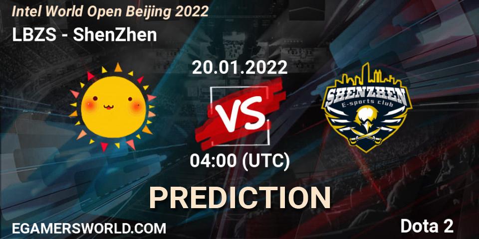 Pronósticos LBZS - ShenZhen. 20.01.2022 at 04:00. Intel World Open Beijing 2022 - Dota 2
