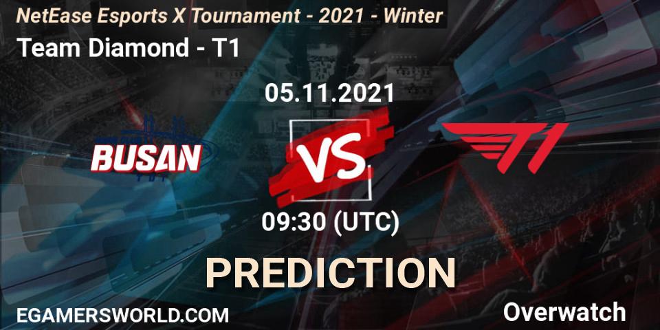 Pronósticos Team Diamond - T1. 05.11.2021 at 10:00. NetEase Esports X Tournament - 2021 - Winter - Overwatch