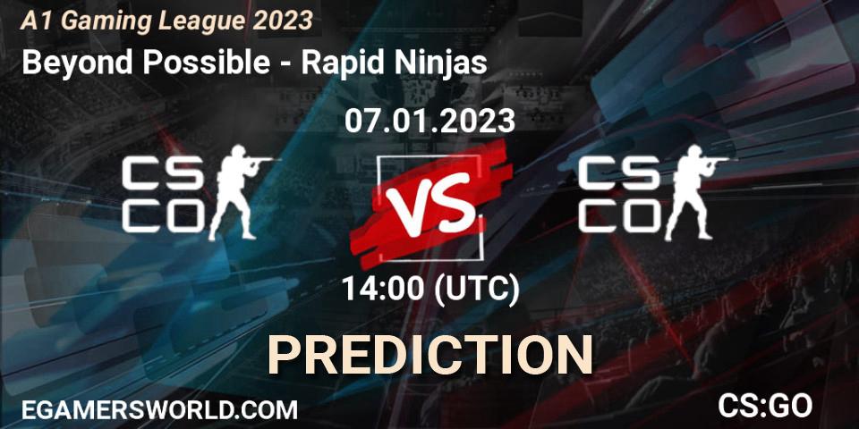 Pronósticos Beyond Possible - Rapid Ninjas. 07.01.2023 at 14:00. A1 Gaming League 2023 - Counter-Strike (CS2)