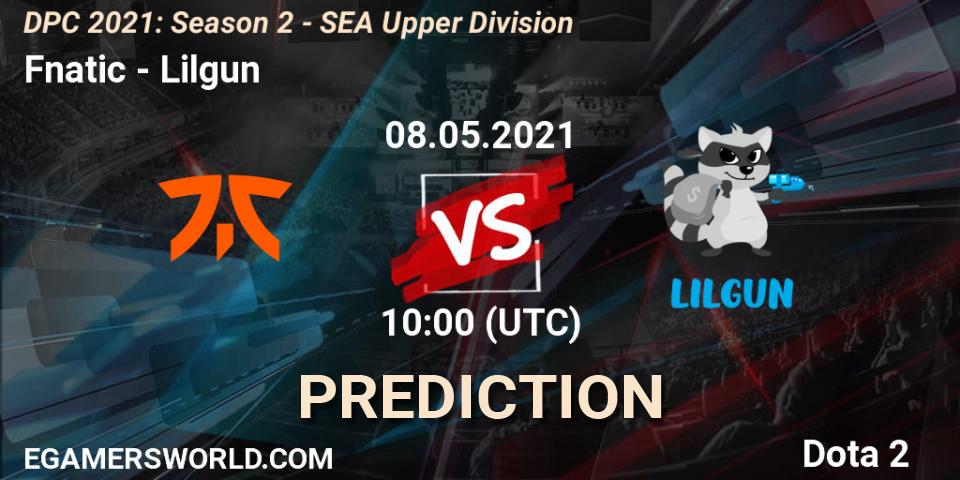 Pronósticos Fnatic - Lilgun. 08.05.2021 at 10:27. DPC 2021: Season 2 - SEA Upper Division - Dota 2