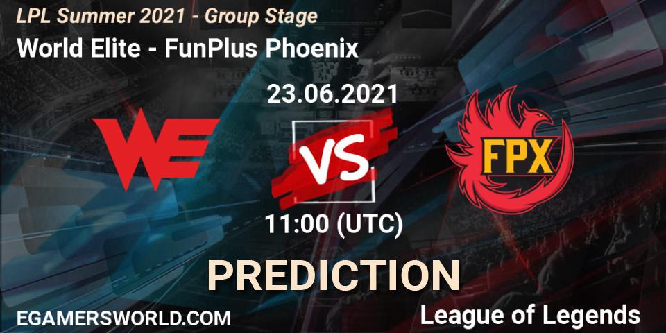 Pronósticos World Elite - FunPlus Phoenix. 23.06.2021 at 11:40. LPL Summer 2021 - Group Stage - LoL