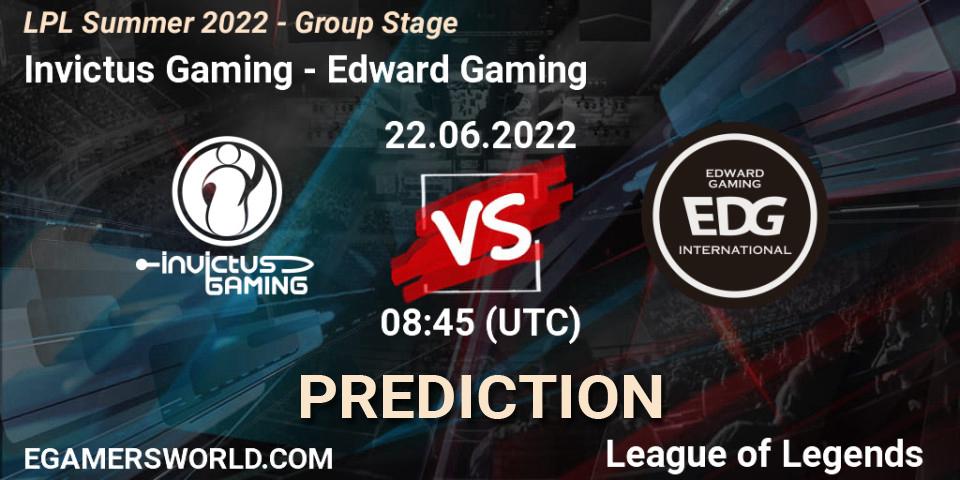 Pronósticos Invictus Gaming - Edward Gaming. 22.06.22. LPL Summer 2022 - Group Stage - LoL