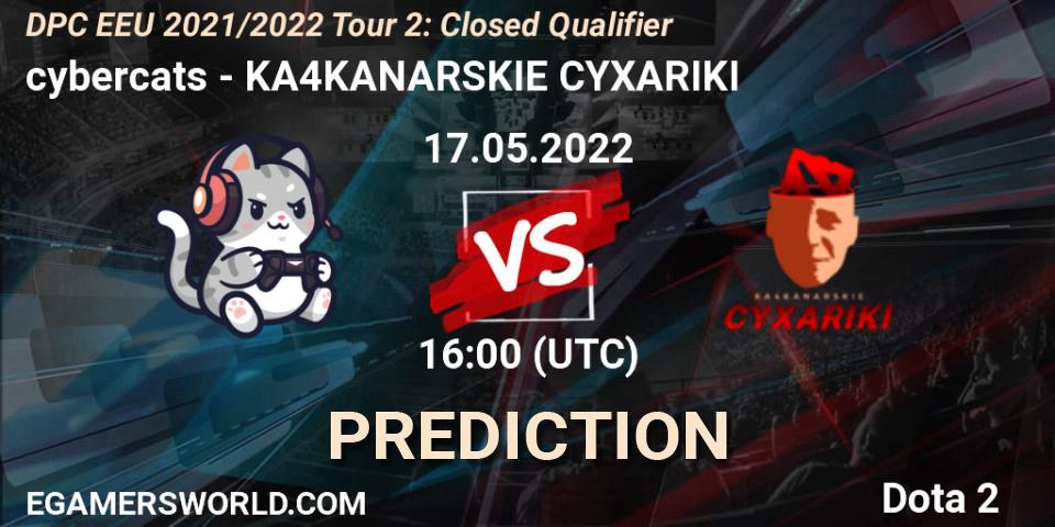 Pronósticos cybercats - KA4KANARSKIE CYXARIKI. 17.05.2022 at 15:32. DPC EEU 2021/2022 Tour 2: Closed Qualifier - Dota 2