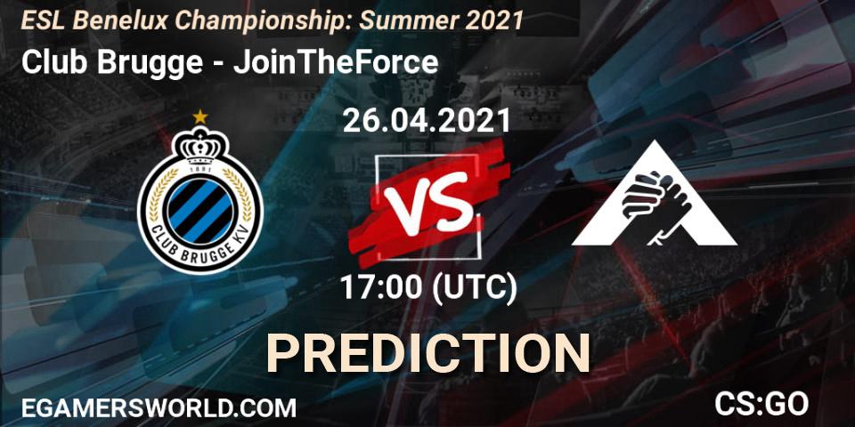 Pronósticos Club Brugge - JoinTheForce. 26.04.2021 at 17:00. ESL Benelux Championship: Summer 2021 - Counter-Strike (CS2)