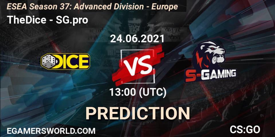 Pronósticos TheDice - SG.pro. 24.06.2021 at 13:00. ESEA Season 37: Advanced Division - Europe - Counter-Strike (CS2)