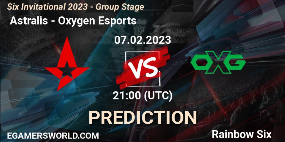 Pronósticos Astralis - Oxygen Esports. 07.02.2023 at 21:15. Six Invitational 2023 - Group Stage - Rainbow Six