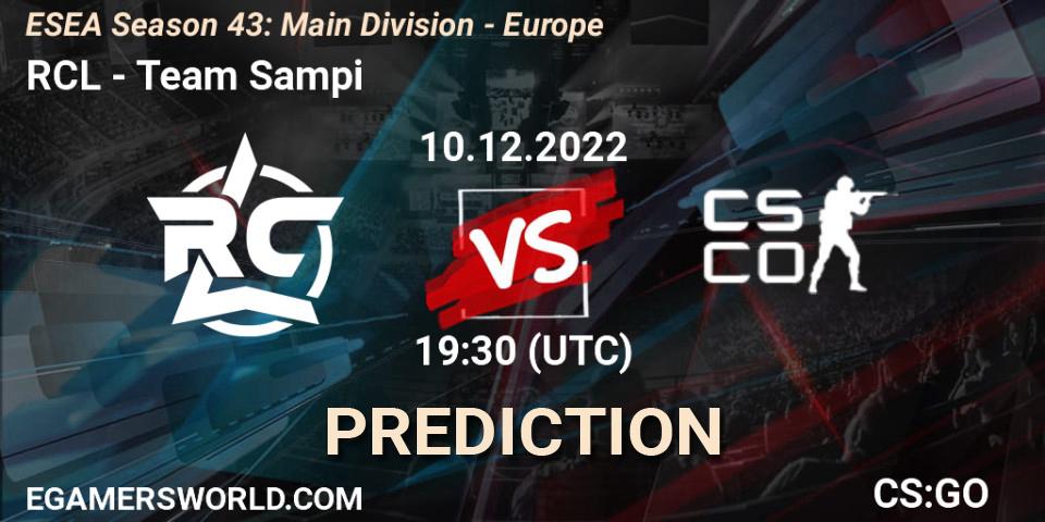 Pronósticos RCL - Team Sampi. 10.12.2022 at 19:30. ESEA Season 43: Main Division - Europe - Counter-Strike (CS2)