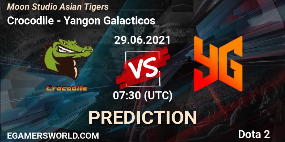 Pronósticos Crocodile - Yangon Galacticos. 29.06.2021 at 07:58. Moon Studio Asian Tigers - Dota 2