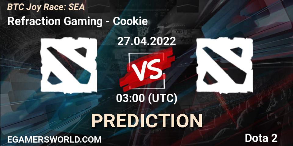 Pronósticos Refraction Gaming - Cookie. 25.04.2022 at 06:08. BTC Joy Race: SEA - Dota 2