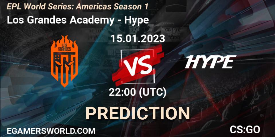 Pronósticos Los Grandes Academy - Hype. 16.01.2023 at 00:30. EPL World Series: Americas Season 1 - Counter-Strike (CS2)