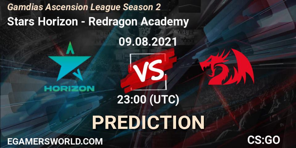 Pronósticos Stars Horizon - Redragon Academy. 09.08.2021 at 22:00. Gamdias Ascension League Season 2 - Counter-Strike (CS2)
