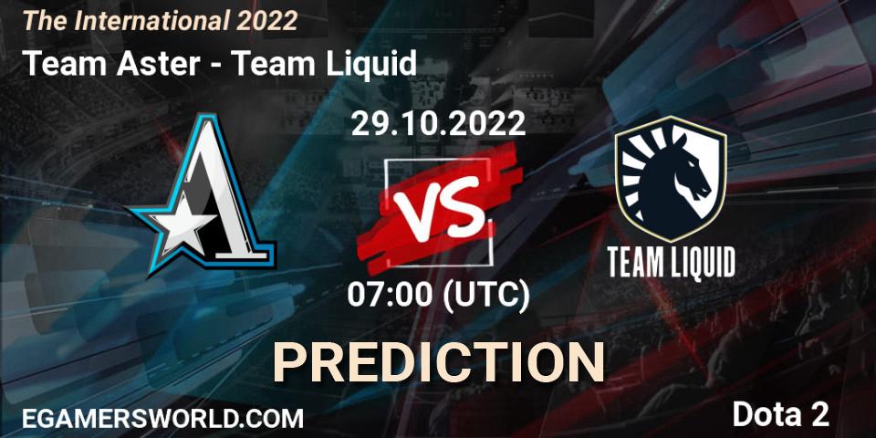 Pronósticos Team Aster - Team Liquid. 29.10.2022 at 04:22. The International 2022 - Dota 2