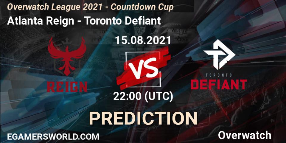 Pronósticos Atlanta Reign - Toronto Defiant. 15.08.21. Overwatch League 2021 - Countdown Cup - Overwatch
