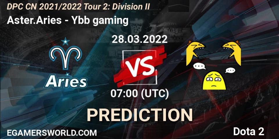 Pronósticos Aster.Aries - Ybb gaming. 28.03.2022 at 07:04. DPC 2021/2022 Tour 2: CN Division II (Lower) - Dota 2