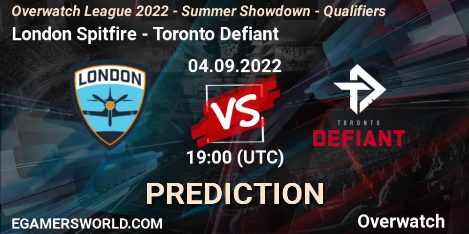 Pronósticos London Spitfire - Toronto Defiant. 04.09.2022 at 19:00. Overwatch League 2022 - Summer Showdown - Qualifiers - Overwatch