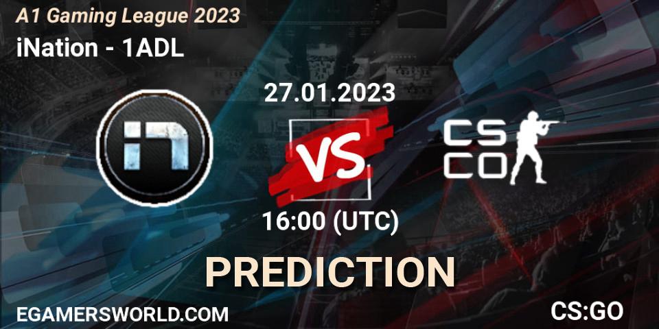 Pronósticos iNation - 1ADL. 27.01.2023 at 16:00. A1 Gaming League 2023 - Counter-Strike (CS2)