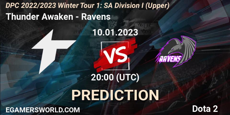 Pronósticos Thunder Awaken - Ravens. 10.01.2023 at 20:05. DPC 2022/2023 Winter Tour 1: SA Division I (Upper) - Dota 2