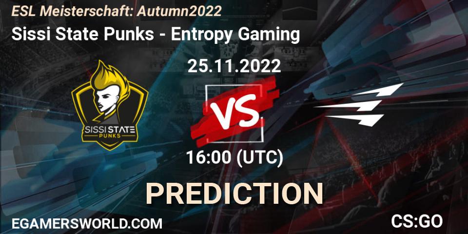 Pronósticos Sissi State Punks - Entropy Gaming. 25.11.2022 at 18:00. ESL Meisterschaft: Autumn 2022 - Counter-Strike (CS2)