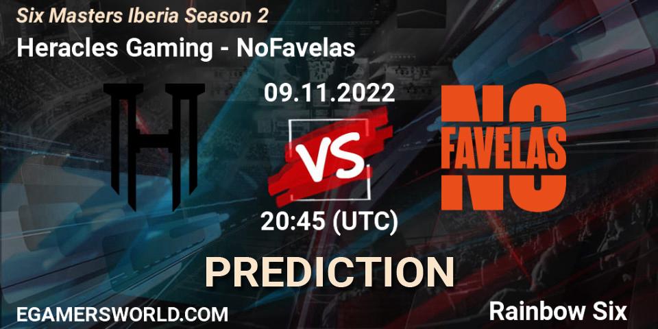 Pronósticos Heracles Gaming - NoFavelas. 09.11.2022 at 20:45. Six Masters Iberia Season 2 - Rainbow Six