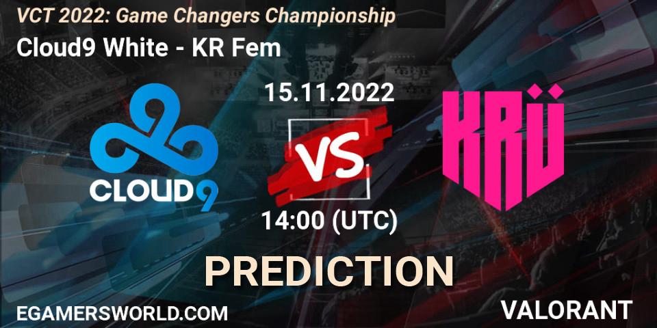 Pronósticos Cloud9 White - KRÜ Fem. 15.11.2022 at 14:05. VCT 2022: Game Changers Championship - VALORANT