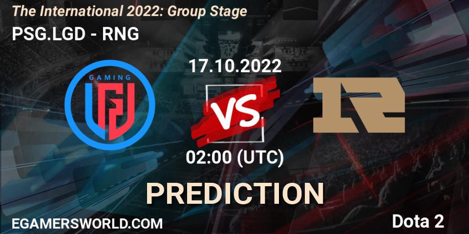 Pronósticos PSG.LGD - RNG. 17.10.22. The International 2022: Group Stage - Dota 2