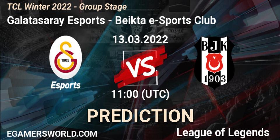 Pronósticos Galatasaray Esports - Beşiktaş e-Sports Club. 13.03.22. TCL Winter 2022 - Group Stage - LoL