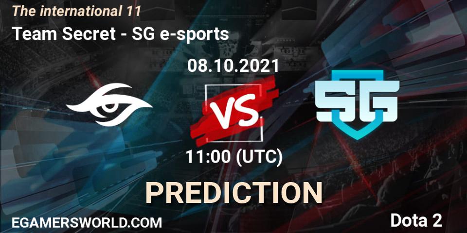 Pronósticos Team Secret - SG e-sports. 08.10.2021 at 12:23. The Internationa 2021 - Dota 2