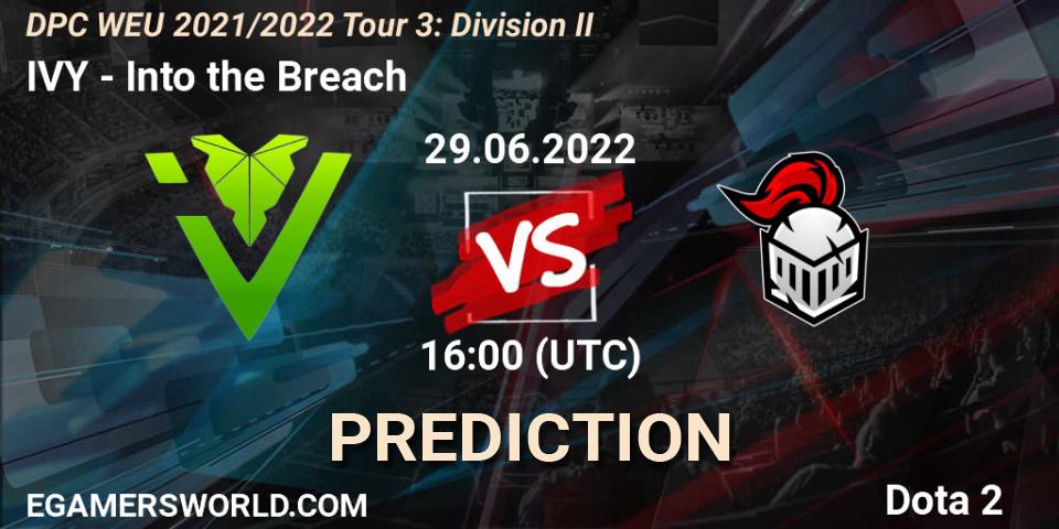 Pronósticos IVY - Into the Breach. 29.06.2022 at 16:10. DPC WEU 2021/2022 Tour 3: Division II - Dota 2