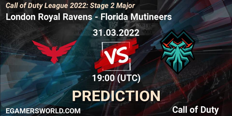 Pronósticos London Royal Ravens - Florida Mutineers. 31.03.2022 at 19:00. Call of Duty League 2022: Stage 2 Major - Call of Duty