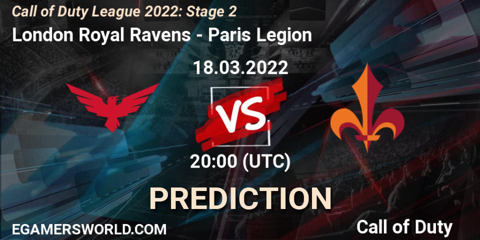 Pronósticos London Royal Ravens - Paris Legion. 18.03.22. Call of Duty League 2022: Stage 2 - Call of Duty