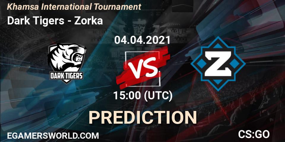 Pronósticos Dark Tigers - Zorka. 04.04.2021 at 15:00. Khamsa International Tournament - Counter-Strike (CS2)