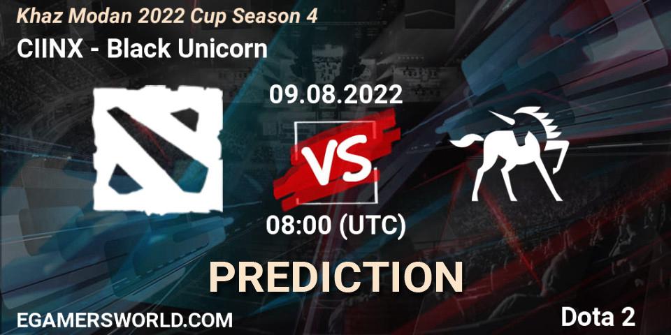 Pronósticos CIINX - Black Unicorn. 09.08.2022 at 08:00. Khaz Modan 2022 Cup Season 4 - Dota 2