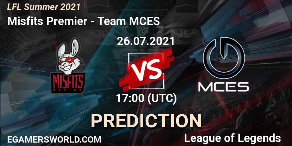 Pronósticos Misfits Premier - Team MCES. 26.07.2021 at 17:00. LFL Summer 2021 - LoL