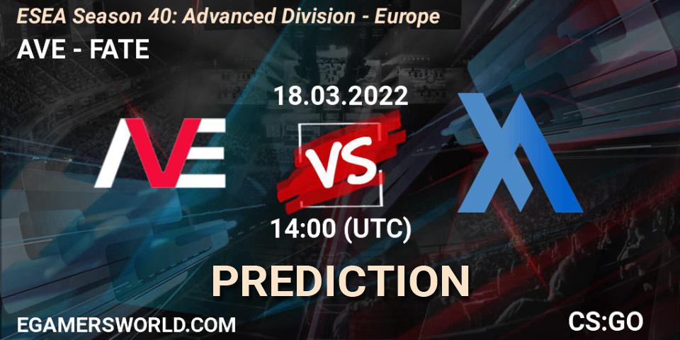 Pronósticos AVE - FATE. 18.03.22. ESEA Season 40: Advanced Division - Europe - CS2 (CS:GO)