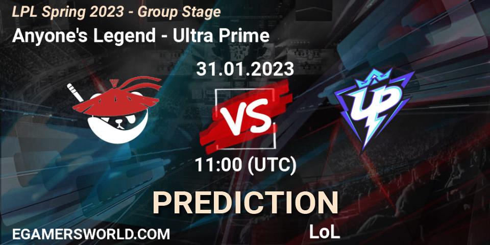 Pronósticos Anyone's Legend - Ultra Prime. 31.01.23. LPL Spring 2023 - Group Stage - LoL