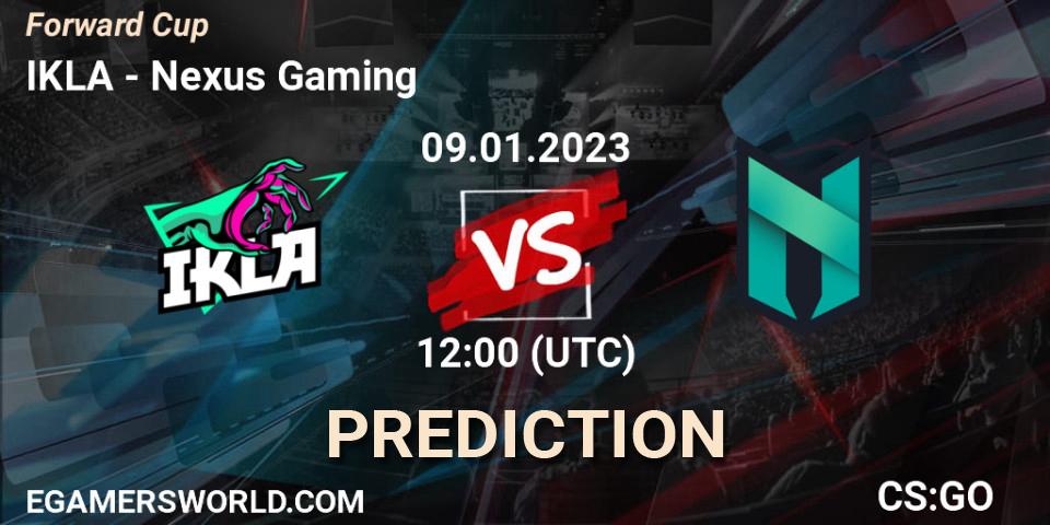 Pronósticos IKLA - Nexus Gaming. 09.01.2023 at 12:00. Forward Cup - Counter-Strike (CS2)