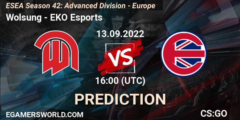 Pronósticos Wolsung - EKO Esports. 13.09.2022 at 16:00. ESEA Season 42: Advanced Division - Europe - Counter-Strike (CS2)