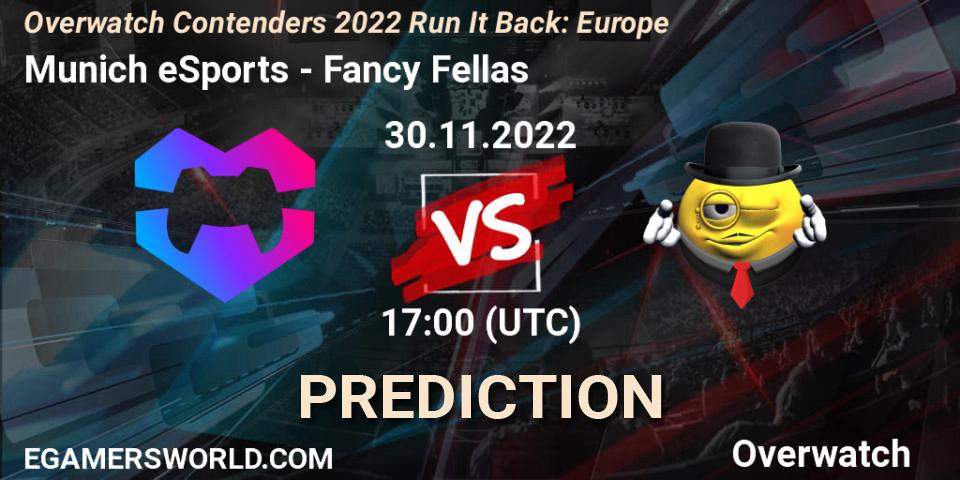 Pronósticos Munich eSports - Fancy Fellas. 30.11.2022 at 17:00. Overwatch Contenders 2022 Run It Back: Europe - Overwatch