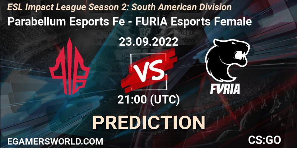 Pronósticos Parabellum Esports Fe - FURIA Esports Female. 23.09.22. ESL Impact League Season 2: South American Division - CS2 (CS:GO)