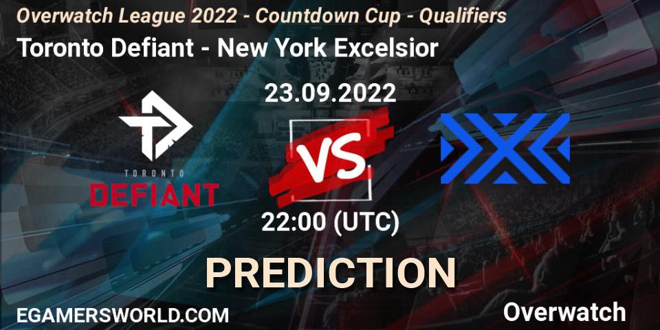 Pronósticos Toronto Defiant - New York Excelsior. 23.09.2022 at 22:00. Overwatch League 2022 - Countdown Cup - Qualifiers - Overwatch